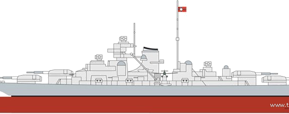 Корабль DKM Bismarck [Battleship] (1940) - чертежи, габариты, рисунки